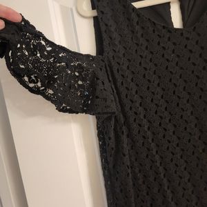 Black lace cocktail dress.